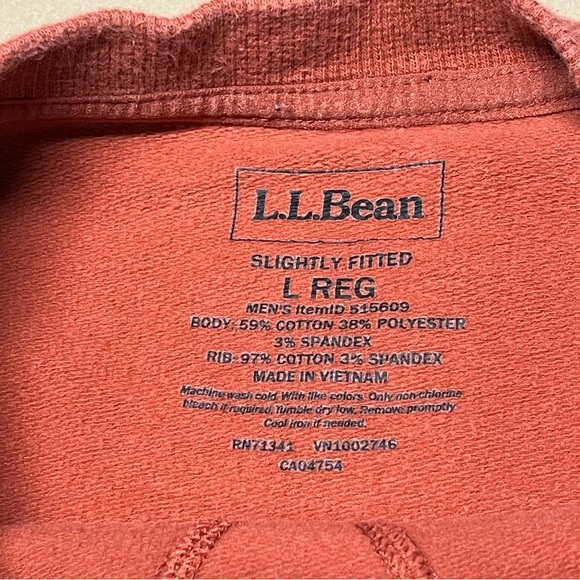 LL Bean Mens Orange Large Slightly Fitted Crewneck Sweatshirt Logo Cotton Blend - Picture 5 of 7